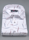 Linen Turkey White with Blue Mehrun Messy Print Mens Shirt