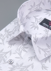 Linen Turkey White with Light Grey Snowdrift flowerPrint Mens Shirt