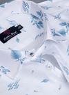 Linen Turkey White with Sky Blue Colour Flower Print Mens Shirt