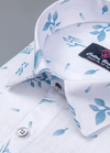 Linen Turkey White with Sky Blue Colour Flower Print Mens Shirt