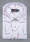 Linen Turkey White with Blue Mehrun Messy Print Mens Shirt