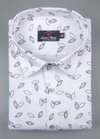 Linen Turkey White with Grey Black Joshua Print Mens Shirt