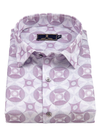 Linen Digital Sparrow Print White with Lavender Color Men’s Shirt