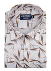 Linen Digital Star Print Cream with Brown Color Men’s Shirt