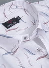 Linen Turkey White with Blue Mehrun Messy Print Mens Shirt